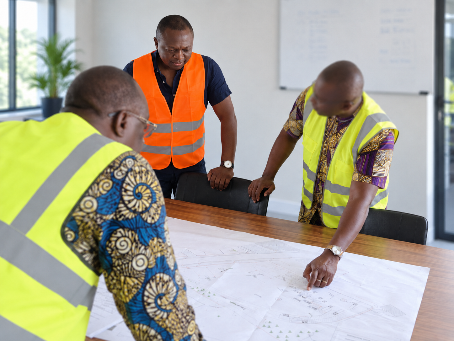 Professionnels africains et européens en réunion autour de plans d'infrastructure et d'une carte de territoire